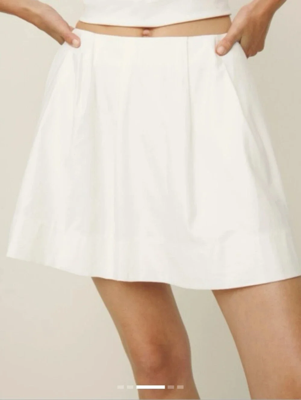Reformation Linen Cream Pleated Skater Skirt